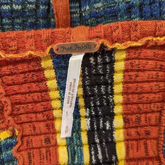 Free People Carly Striped Cowl Neck Sleeveless Sweater Top S Boho Hippie 70s - Picture 2 of 14